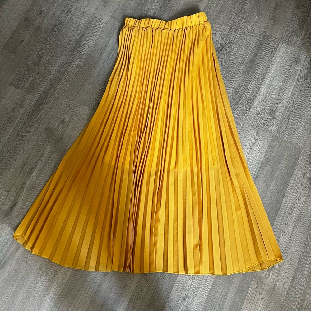 Chicwish Mustard Yellow Pleated Maxi Skirt